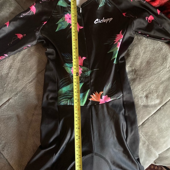 Flamingo Print Long Sleeve Cycling Triathlon Skinsuit - Picture 11 of 13